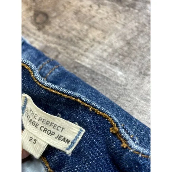 Madewell Women 25 The Perfect Crop Blue Jeans High Rise Stretch Raw Hem - Picture 6 of 6